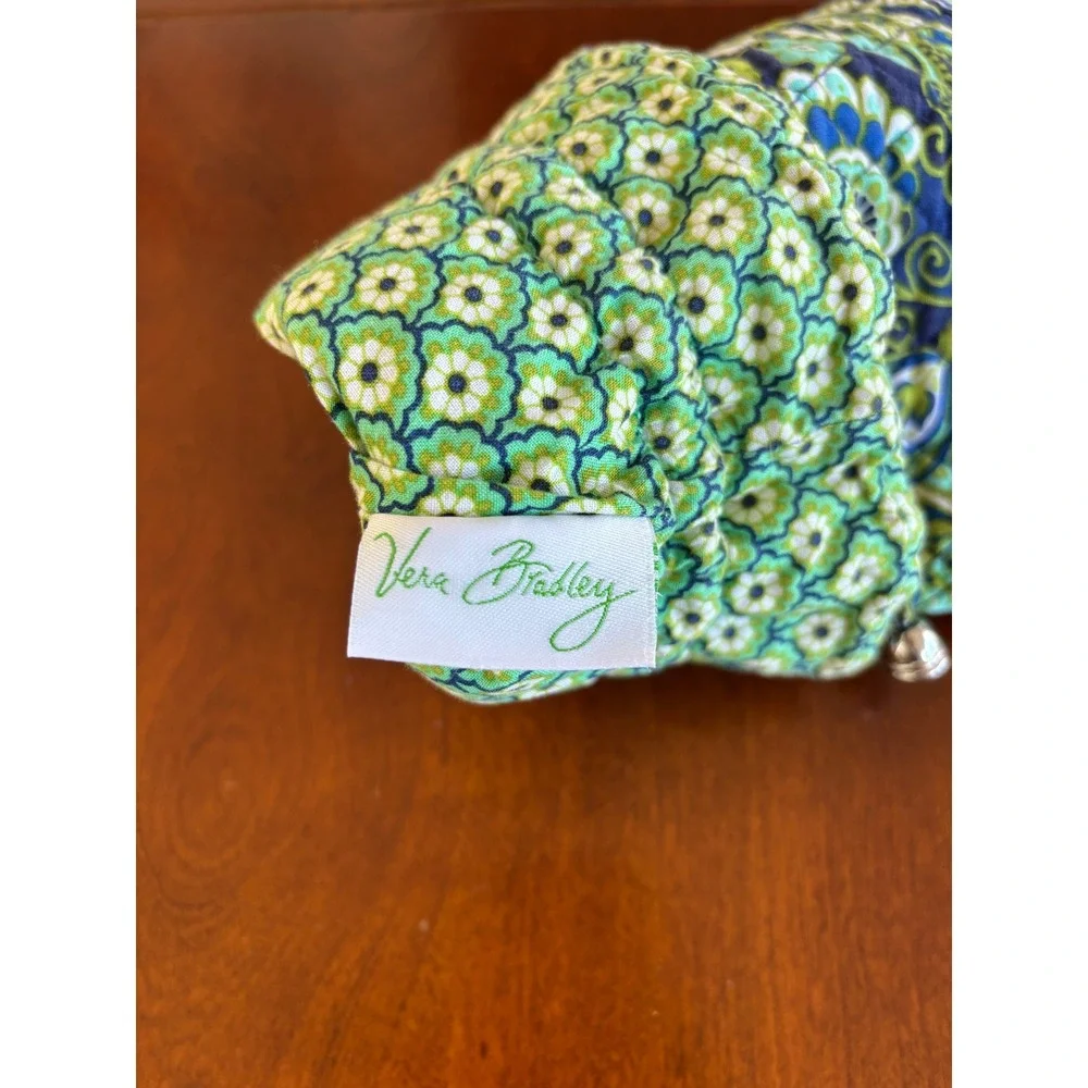 Vera Bradley Blue Green Paisley Quilted Cotton Wine Gift Bag Drawstring Reusable